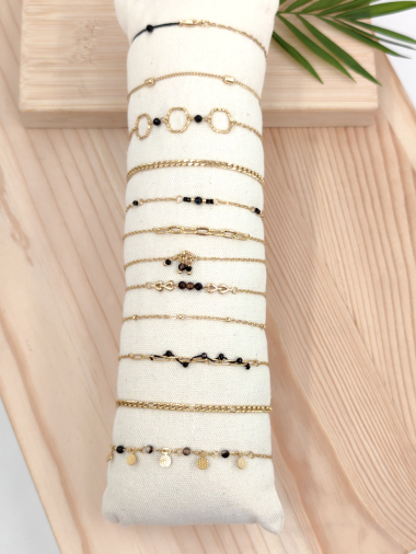 Grossiste Glam Chic - Lot de 12 pièces bracelet avec boudin en acier inoxydable