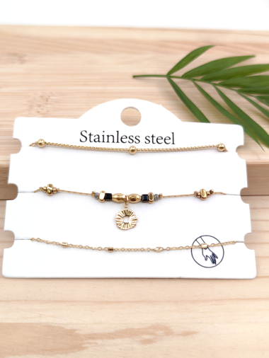 Wholesaler Glam Chic - Set of 3 stainless steel bracelet