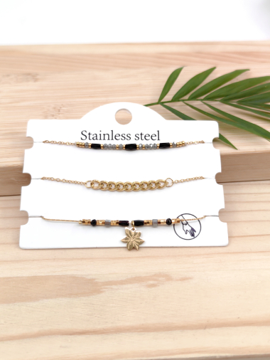 Wholesaler Glam Chic - Set of 3 stainless steel bracelet