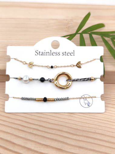 Wholesaler Glam Chic - Set of 3 stainless steel bracelet