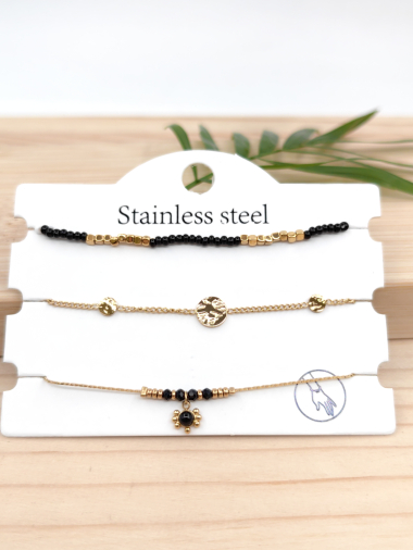 Grossiste Glam Chic - Lot de 3 bracelet en acier inoxydable