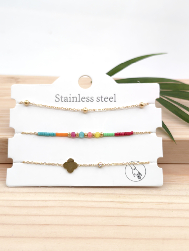 Wholesaler Glam Chic - Set of 3 stainless steel bracelets