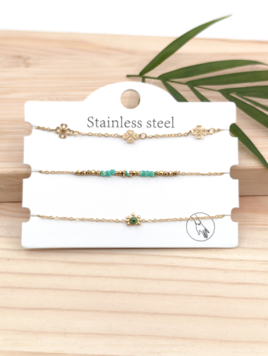Wholesaler Glam Chic - Set of 3 stainless steel bracelets