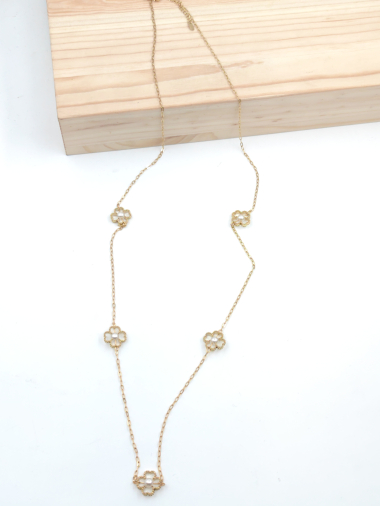 Wholesaler Glam Chic - Clover long necklace with stainless steel bead