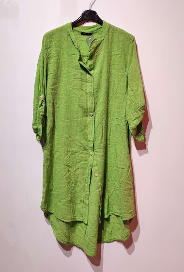 Großhändler Go Pomelo - Langes einfarbiges Baumwollhemd