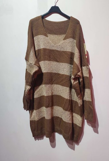 Wholesaler Go pomelo GT - Gold striped knit sweater