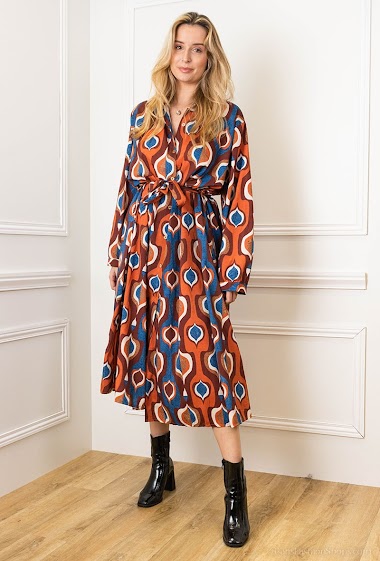 Wholesaler Go Pomelo - SATIN Printed shirt dress