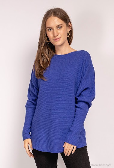Wholesaler Gold Fashion - Batwing low-necked ribbed knit sweater