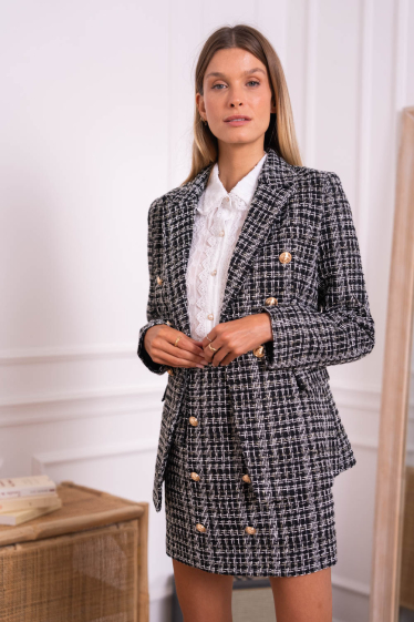 Wholesaler Golden Live - Double-breasted blazer in lurex tweed with
