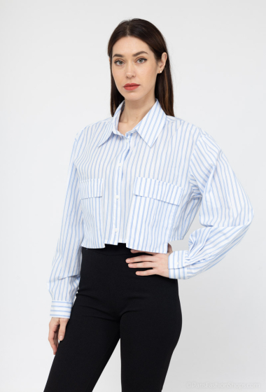 Wholesaler Golden Live - Cropped striped shirt with pockets