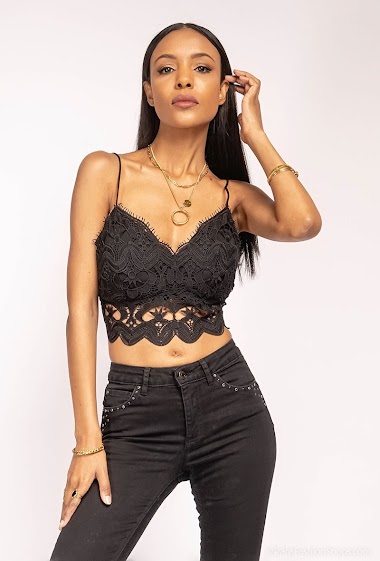 Wholesaler Golden Live - Embroidered lace crop top