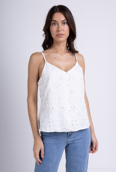 Wholesaler Golden Live - Tank top with thin straps and floral embroidery