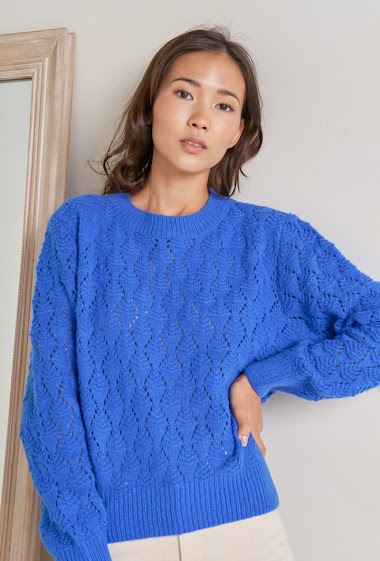 Perforated knit sweater