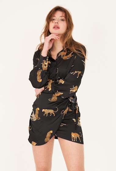 Grossiste Golden Live - Robe chemise à imprimé léopard
