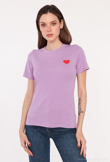 Grossiste Golden Live - T shirt avec coeur cousu