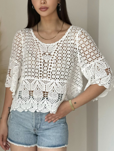 Wholesaler Golden Live - Crochet top with sleeves