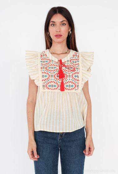 Wholesaler Golden Live - Striped top with ruffles