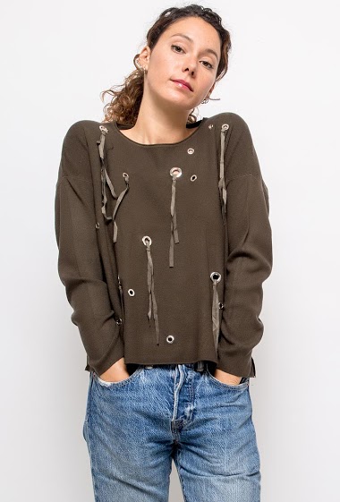 Wholesaler Good Luck - Sweater with eyelets