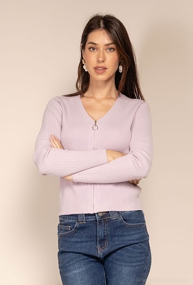 Wholesaler Good Luck - Ribbed knit zipped sweater