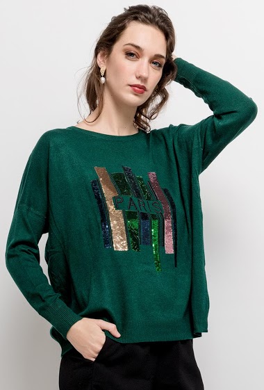 Wholesaler Good Luck - Sweater PARIS with sequins