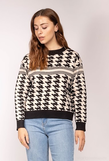Wholesaler Good Luck - Houndstooth printed sweater