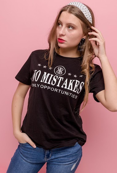 Grossiste Good Luck - T-shirt imprimé "no mistakes"