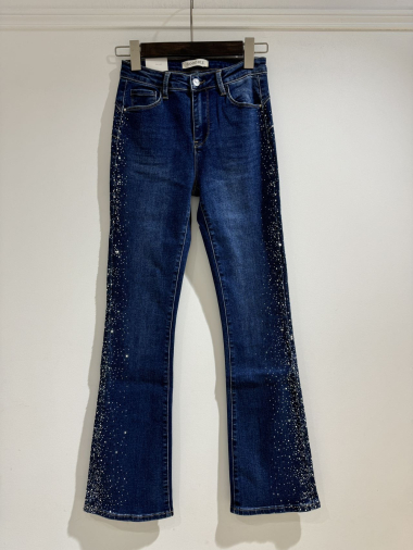 Großhändler Goodies - Flare-Stretch-Push-up-Jeans mit Strass-Seitenband