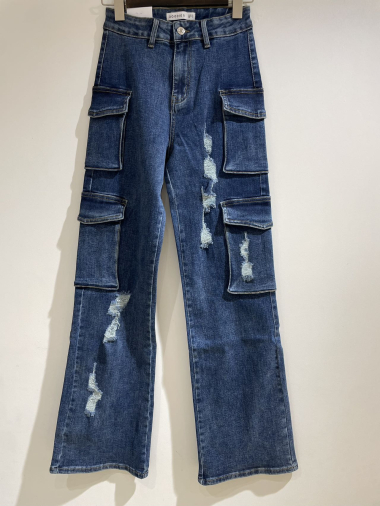 Großhändler Goodies - Zerrissene Cargo-Jeans mit mehreren Taschen