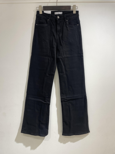 Großhändler Goodies - Schwarze Stretch-Push-up-Jeans mit weitem Bein