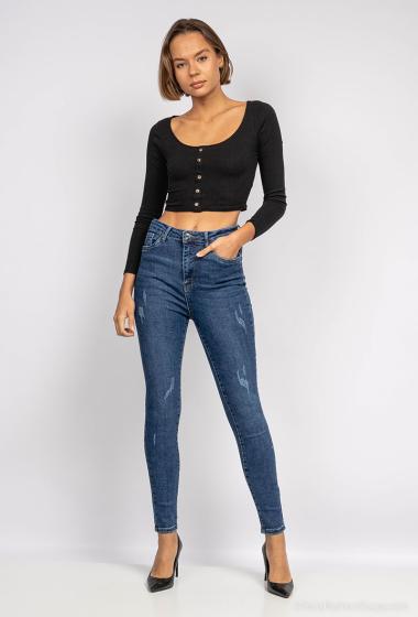 Grossiste Goodies - Jean skinny taille haute avec égratignure