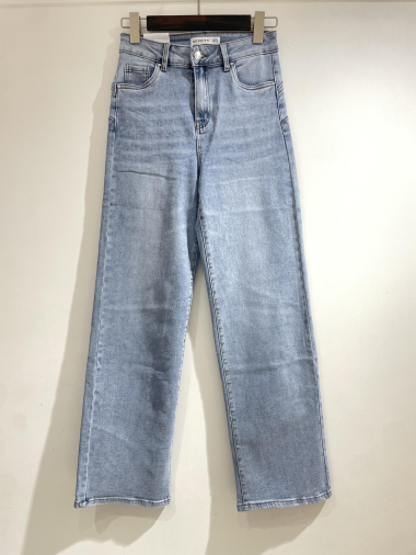 Großhändler Goodies - Hellblaue Jeans mit weitem Bein und verblasstem Effekt
