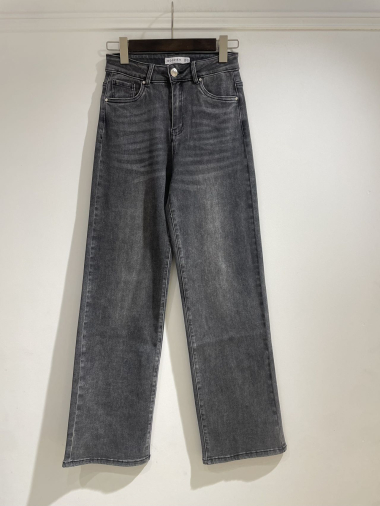 Großhändler Goodies - Dunkelgraue Jeans mit weitem Bein