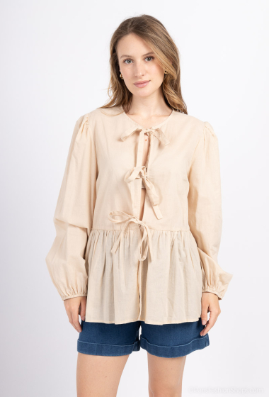 Wholesaler Graciela Paris - cotton tie blouse, Claudine collar