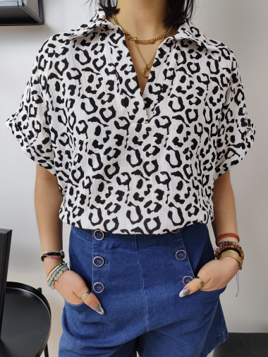 Mayorista Graciela Paris - Blusa de algodón con estampado de leopardo