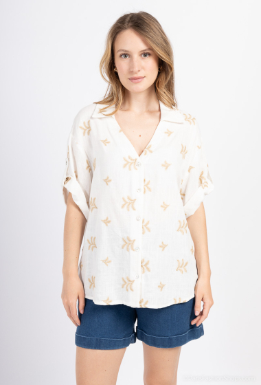 Wholesaler Graciela Paris - Embroidered shirt with rolled up sleeves