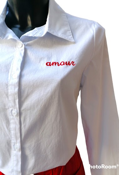 Wholesaler Graciela Paris - Cotton shirt embroidered (amour)