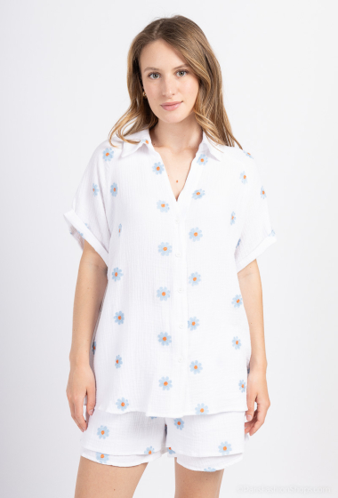 Wholesaler Graciela Paris - Embroidered cotton shirt with flowers