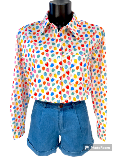 Grossiste Graciela Paris - chemise en coton imprimé fraises multicolores