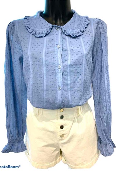 Wholesaler Graciela Paris - Plumetis cotton shirt. Peter Pan collar