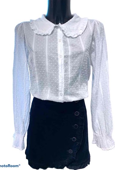 Großhändler Graciela Paris - Plumetis cotton shirt. Peter Pan collar