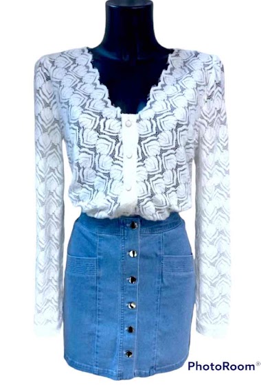 Wholesaler Graciela Paris - Patterned lace shirt. soft and stretchy. V-neck