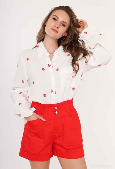 Mayorista Graciela Paris - Camisa de gasa de algodón. bordado con pequeñas conchas
