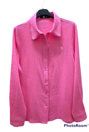Großhändler Graciela Paris - Cotton gauze shirt. embroidered heart. lace finish