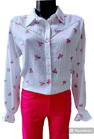 Mayorista Graciela Paris - Camisa de gasa de algodón con estampado de flores