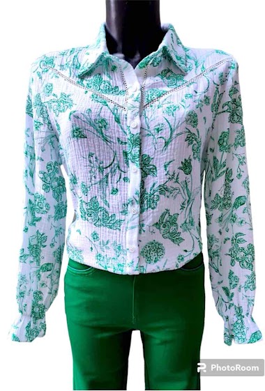 Wholesaler Graciela Paris - Flower-print cotton gauze shirt