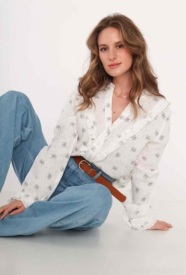 Großhändler Graciela Paris - Hemd aus Baumwollgaze mit Blattdruck