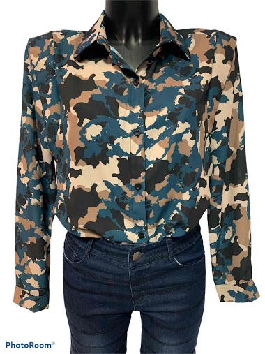 Großhändler Graciela Paris - Shoulder pad camouflage printed blouse