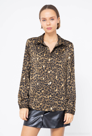 Mayorista Graciela Paris - Leopard and gold polka dot print shirt