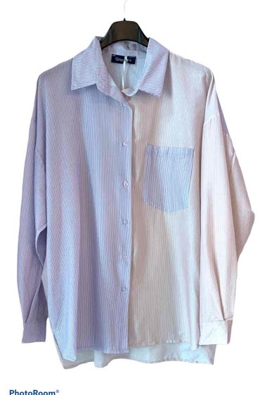 Wholesaler Graciela Paris - Oversized striped cotton shirt. two-tone