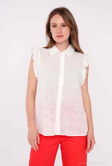 Wholesaler Graciela Paris - Sleeveless shirt with pleated ruffle